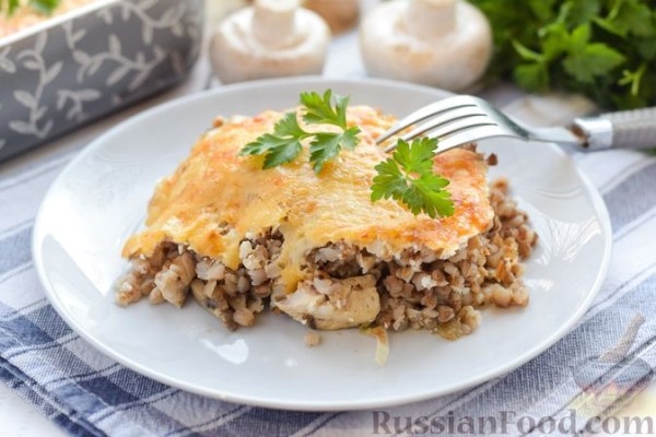 Гречневая запеканка с курицей и шампиньонами