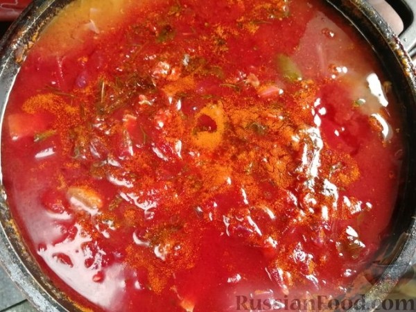 Борщ с краснокочанной капустой, фасолью и кукурузой