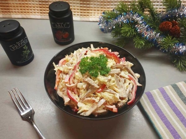 Салат с языком и болгарским перцем