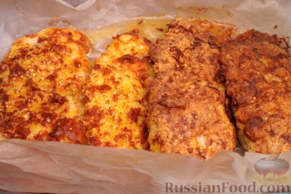 Куриное филе в панировке из сыра и кукурузных хлопьев (в духовке)