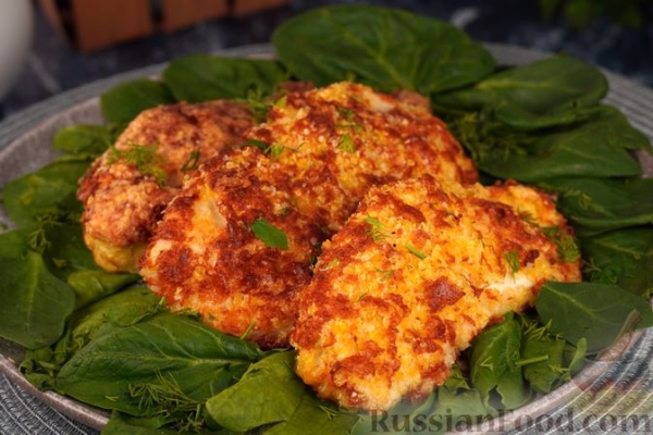 Куриное филе в панировке из сыра и кукурузных хлопьев (в духовке)