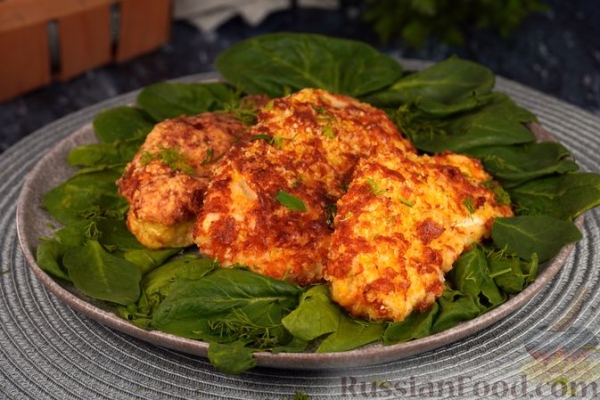 Куриное филе в панировке из сыра и кукурузных хлопьев (в духовке)