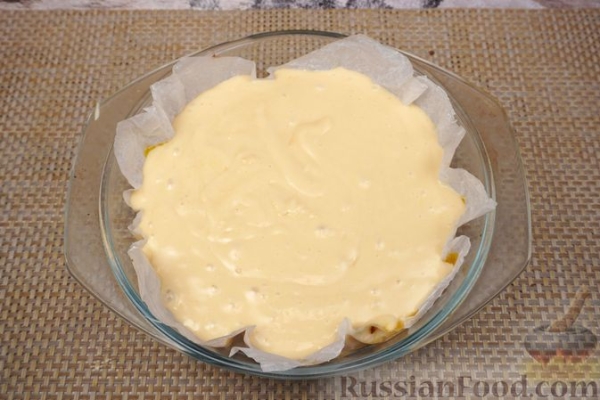 Пирог-перевёртыш на кефире, с морковью и орехами