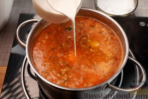 Сливочный суп с фаршем