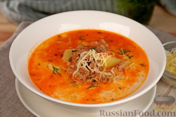 Сливочный суп с фаршем