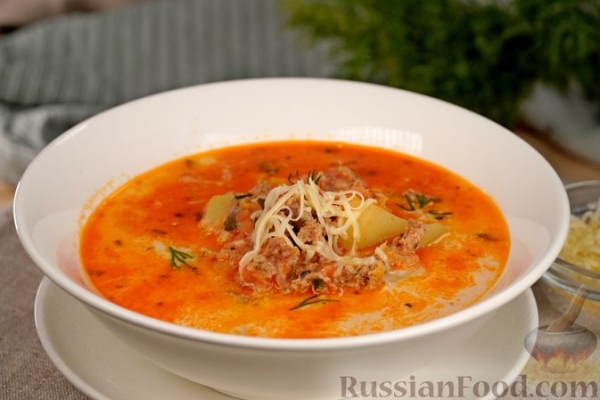 Сливочный суп с фаршем