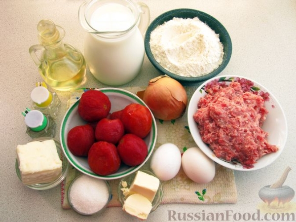 Лазанья из блинов, с мясом и сыром