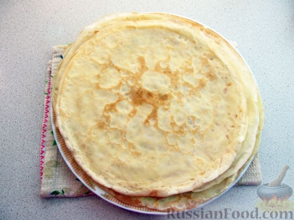 Лазанья из блинов, с мясом и сыром