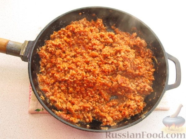 Лазанья из блинов, с мясом и сыром