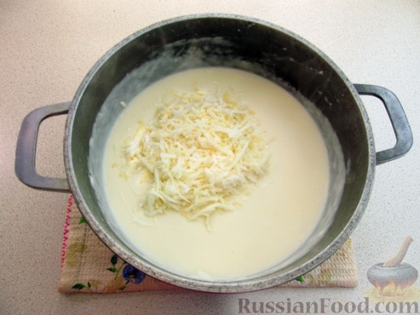 Лазанья из блинов, с мясом и сыром