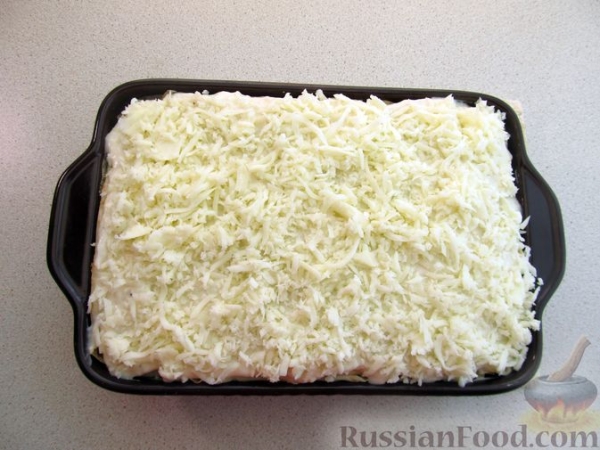 Лазанья из блинов, с мясом и сыром