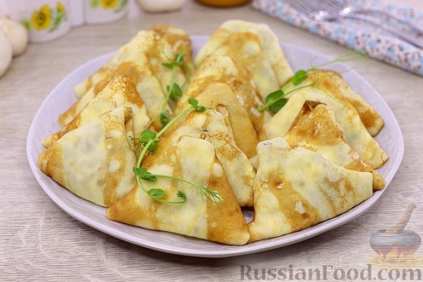 Блинчики с грибами и курицей