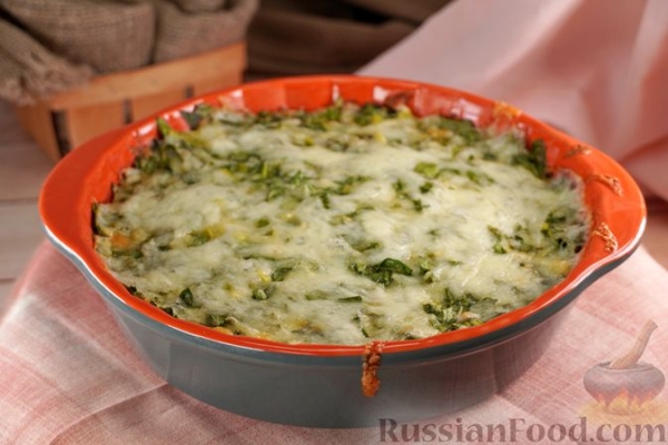 Запеканка со шпинатом и сыром