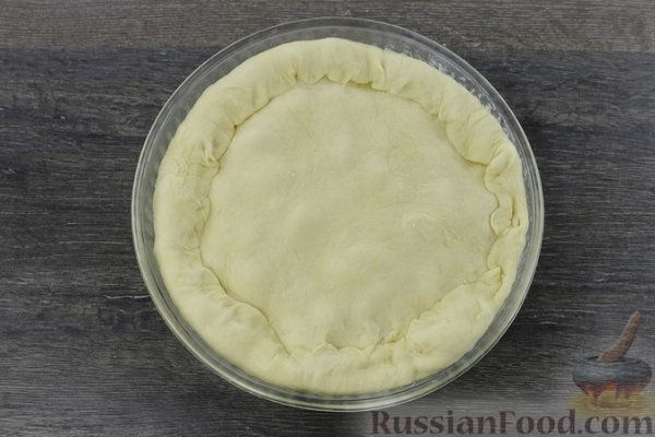 Дрожжевой пирог с куриными желудочками в сметане