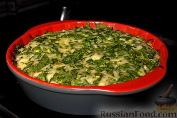 Запеканка со шпинатом и сыром