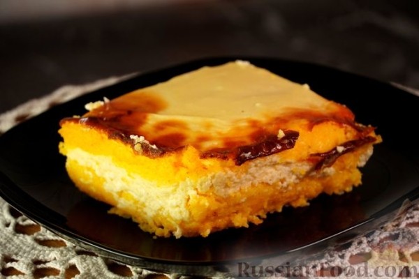 Кукурузная каша, запечённая с творогом
