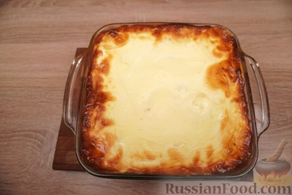 Кукурузная каша, запечённая с творогом