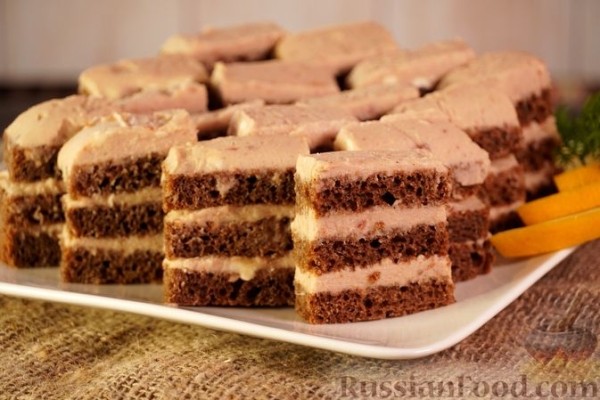 Канапе-пирожные с селёдочным маслом
