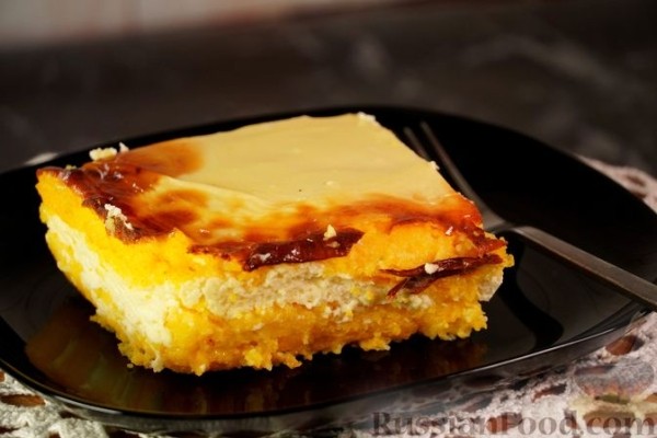 Кукурузная каша, запечённая с творогом