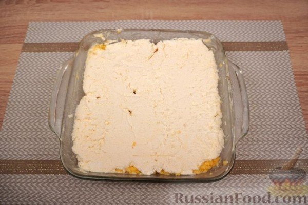Кукурузная каша, запечённая с творогом