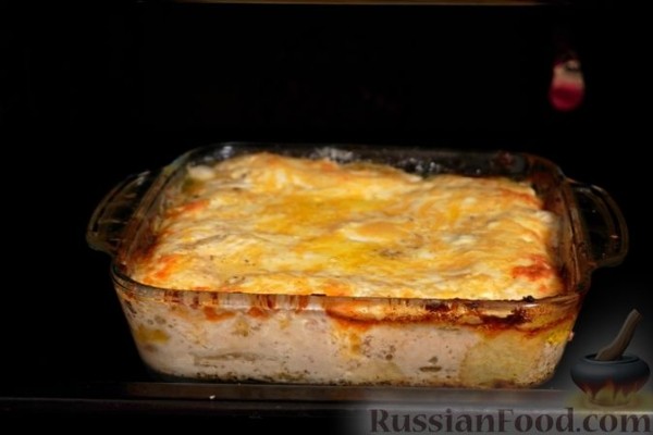 Картофельный гратен с творогом и сыром