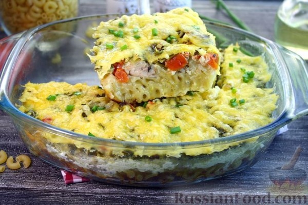 Запеканка из макарон с курицей