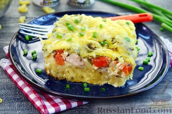 Запеканка из макарон с курицей