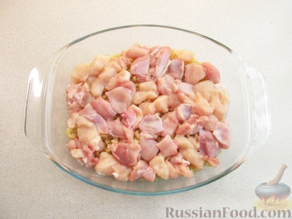 Запеканка из макарон с курицей