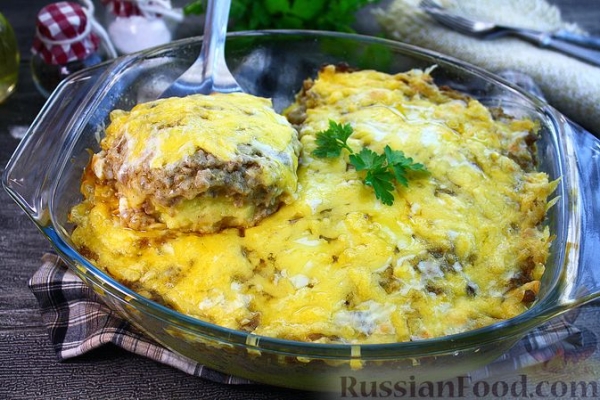 Картофельная запеканка с фаршем и сыром