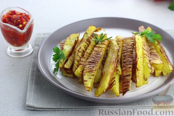 Картошка "фри" с яичным белком, запечённая в духовке