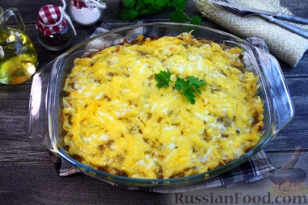 Картофельная запеканка с фаршем и сыром