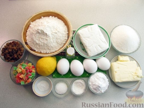 Творожные куличи с изюмом и цукатами