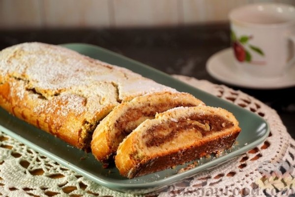 Песочный рулет с ореховой начинкой