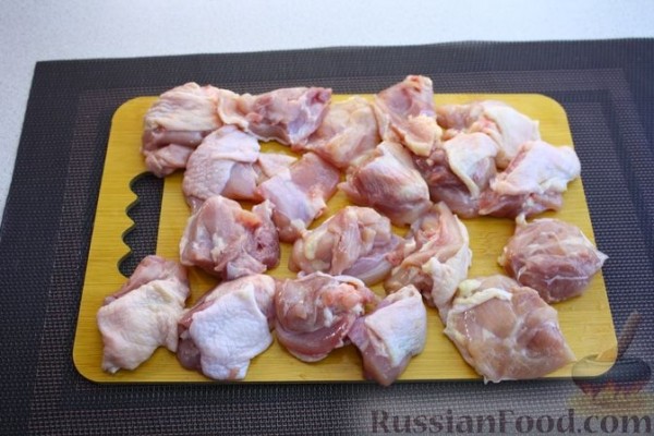 Куриный шашлык в томатно-горчичном маринаде, в духовке