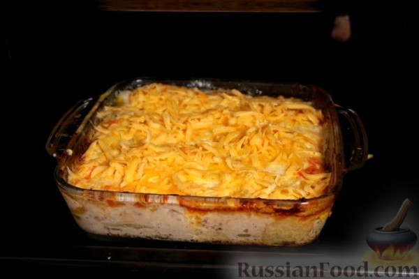 Картофельный гратен с творогом и сыром
