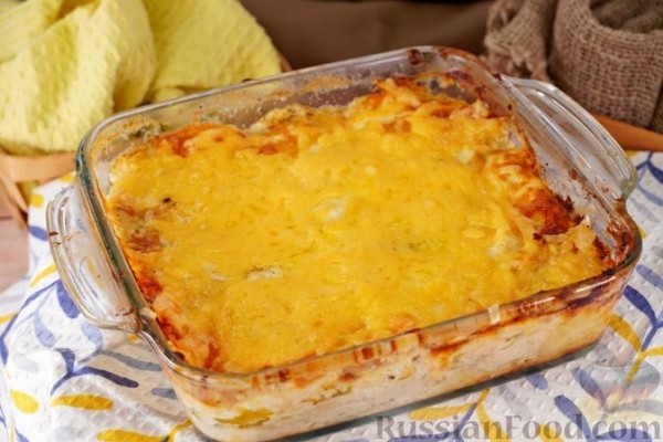 Картофельный гратен с творогом и сыром