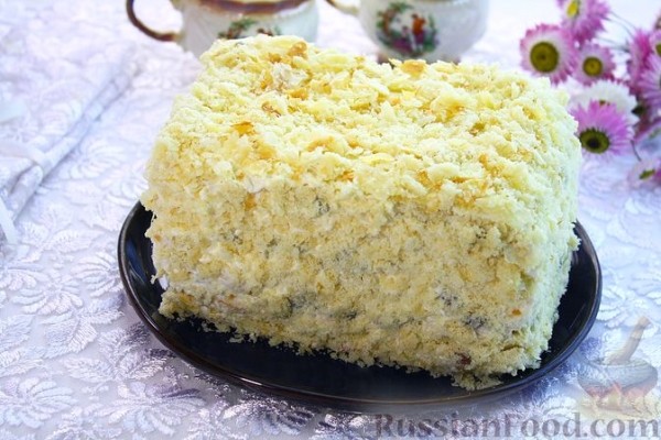 Закусочный торт "Наполеон" со сливочным сыром и грибами