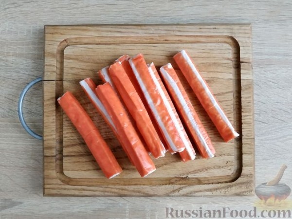 Крабовые палочки в кляре и манной панировке, жаренные во фритюре
