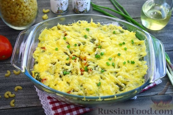 Запеканка из макарон с курицей