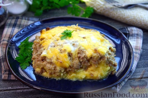 Картофельная запеканка с фаршем и сыром