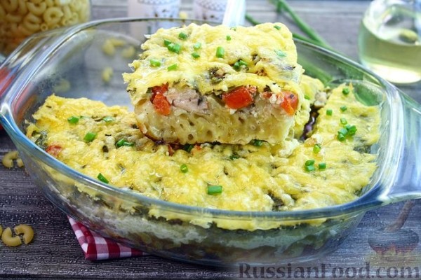 Запеканка из макарон с курицей