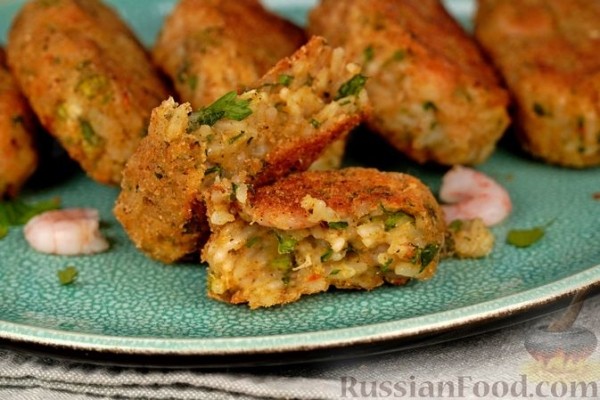 Рисовые котлеты с креветками