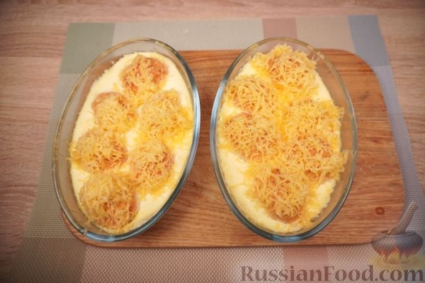 Запечённые яйца, фаршированные ветчиной