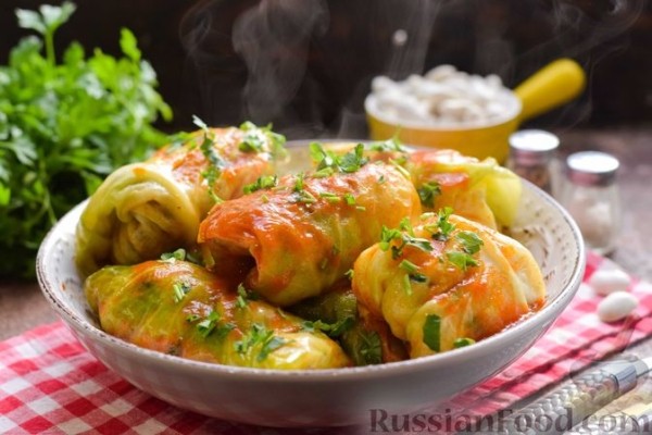 Голубцы с рисом и фасолью