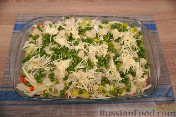 Запеканка со свёклой, капустой, горошком и сельдереем