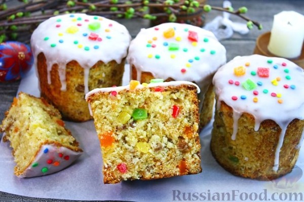 Творожные куличи с изюмом и цукатами