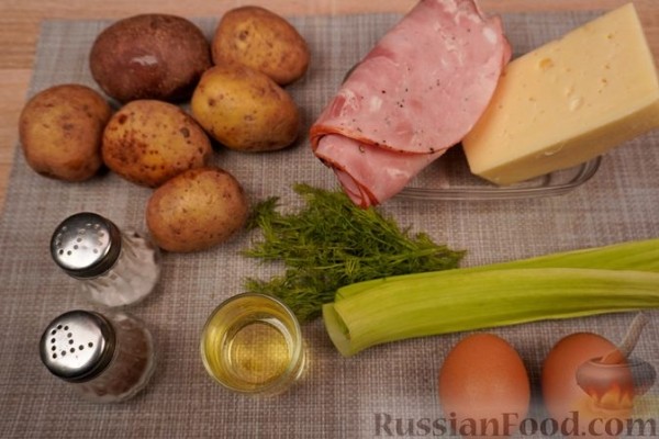 Запечённый картофель, фаршированный ветчиной и сыром