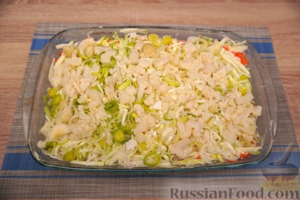 Запеканка со свёклой, капустой, горошком и сельдереем