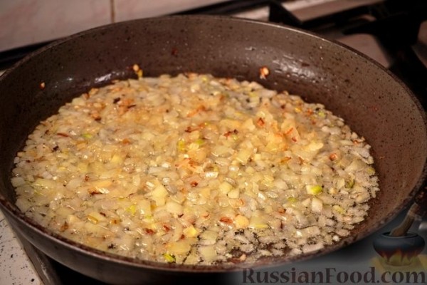 Пирог из теста фило, с чечевицей