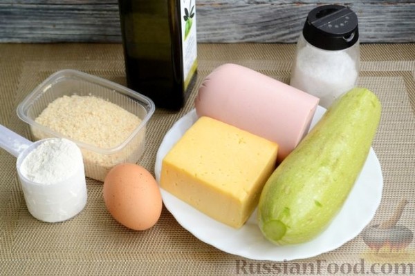Жареные кабачки с начинкой из колбасы и сыра